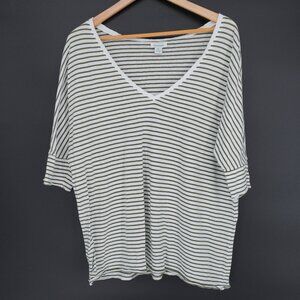 Sundance Striped Cotton T Shirt Olive Green White Medium